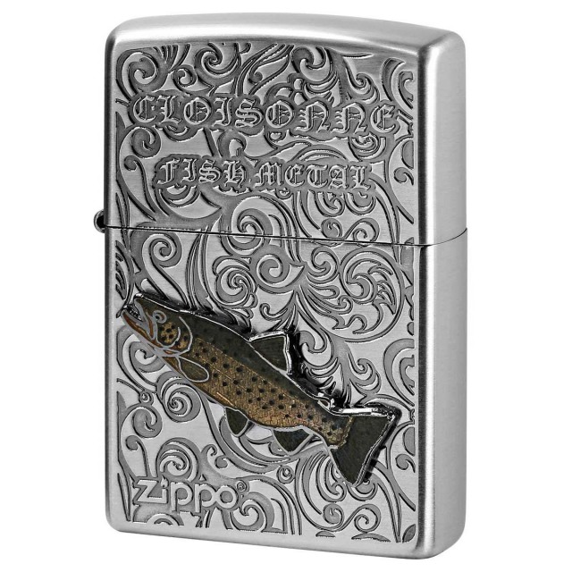Zippo ジッポー ブラウントラウト ヴィンテージ 七宝メタル 淡水魚