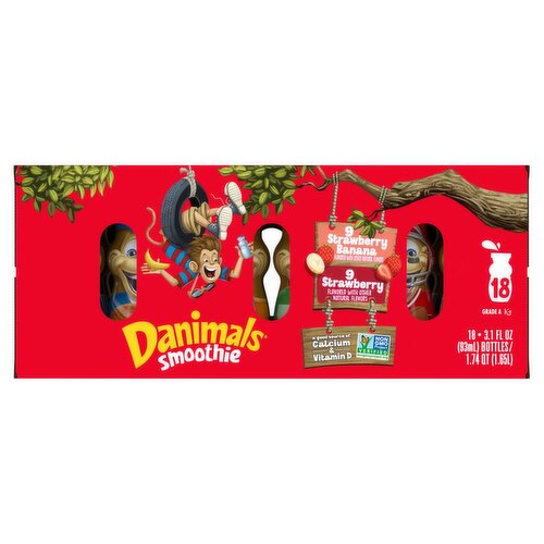Danimals Strawberry Banana & Strawberry Flavored Smoothie, 3.1 fl