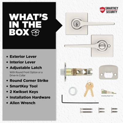 Satin Nickel Hollis Lever (Square) - Keyed - featuring SmartKey