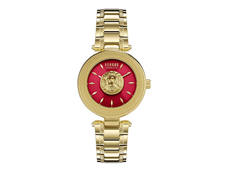 Versus Versace Brick Lane Womens Watch 36mm Gold Tone Case Red