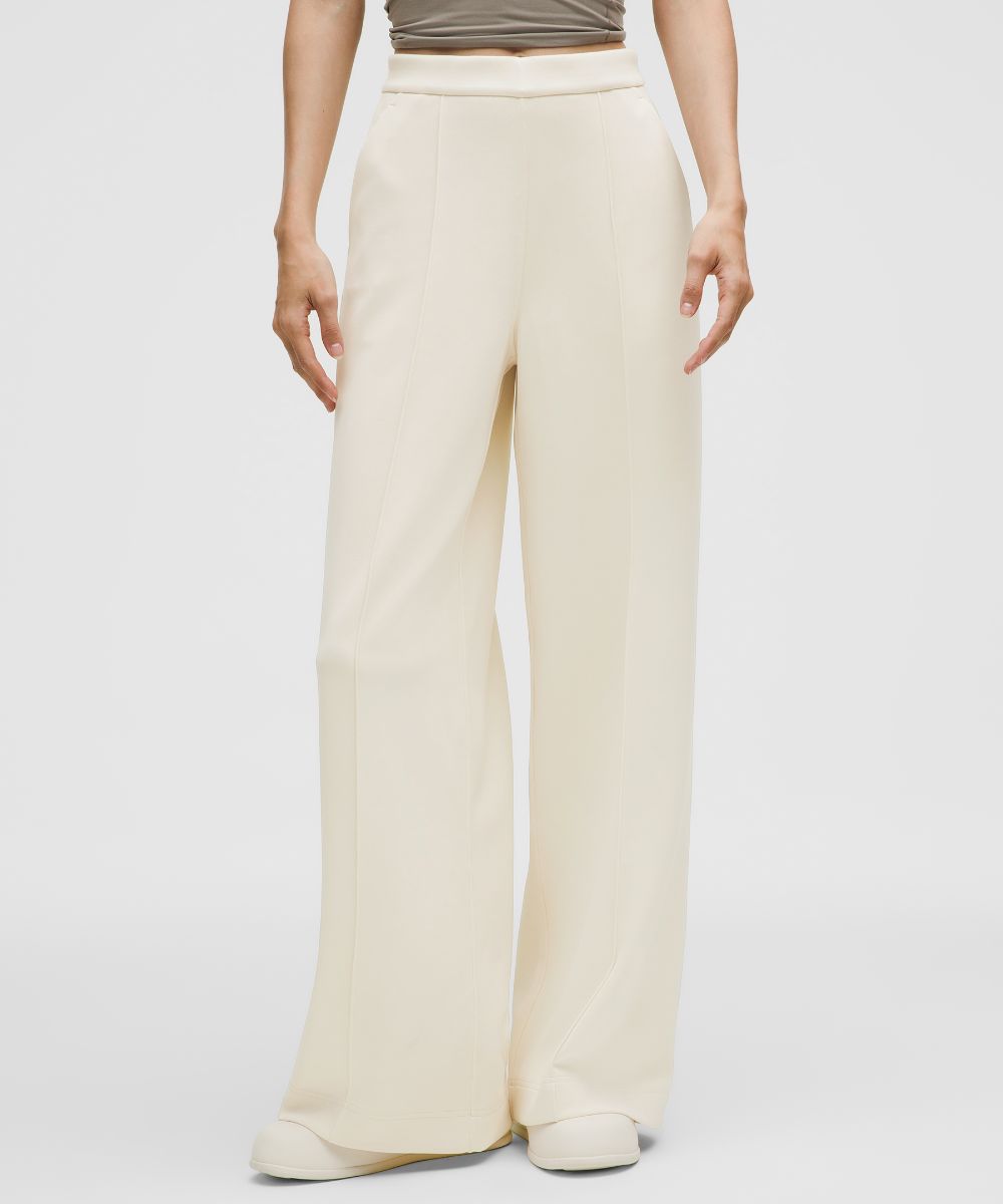 起毛加工Softstreme ピンタックハイライズ ワイドレッグパンツ