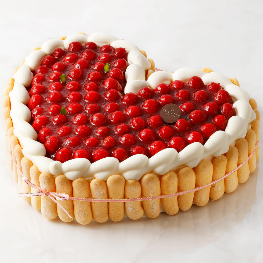 14~26cm各種］最高級洋菓子特注ハート型シュス木苺レアチーズケーキ