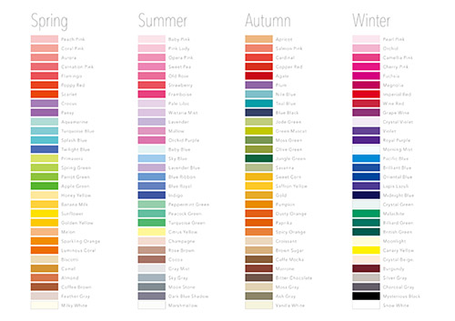パーソナルカラードレープ一覧表 | イメコンフリー素材