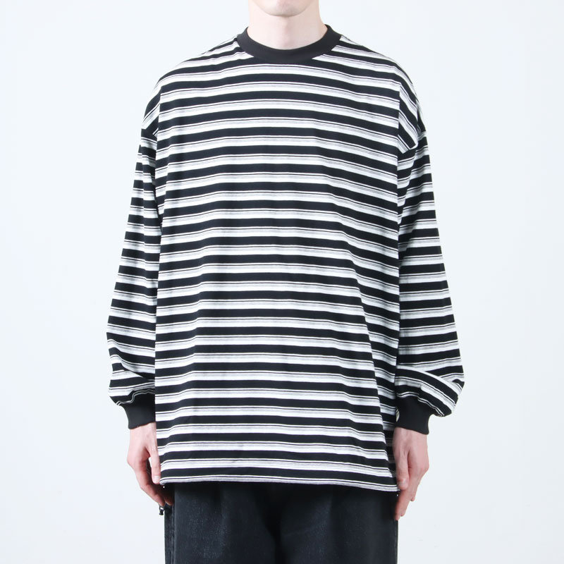 is-ness (イズネス) BALLOON STRIPES LONG SLEEVE T SHIRT / バルーン