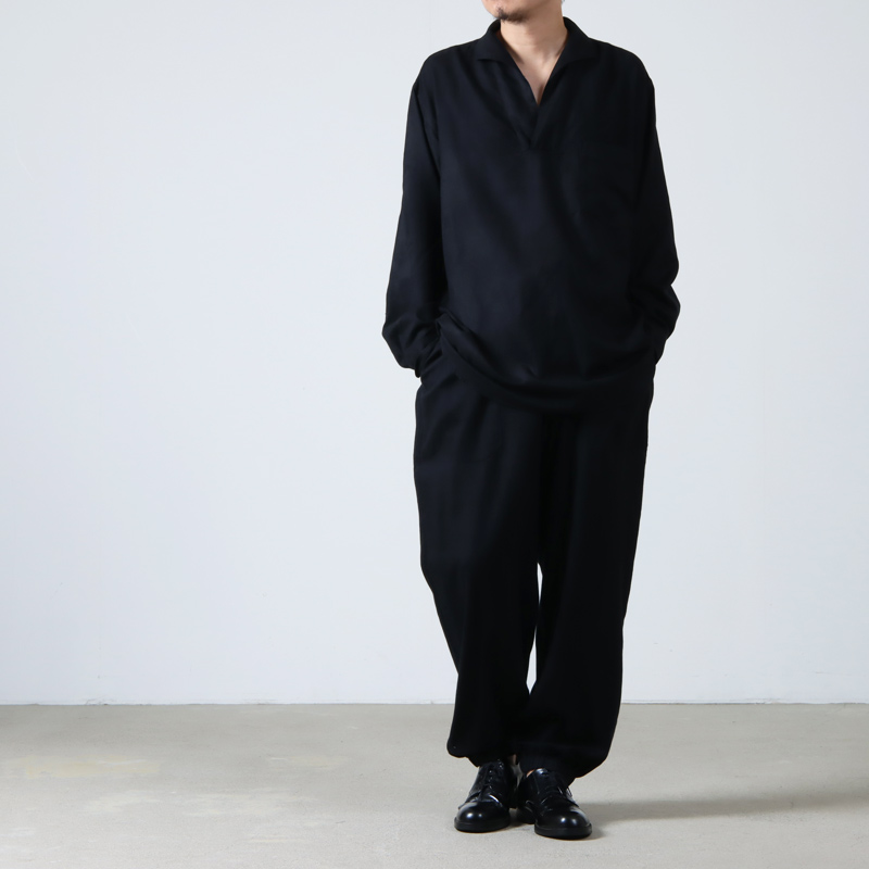 COMOLI (コモリ) シルクネル スキッパーシャツ