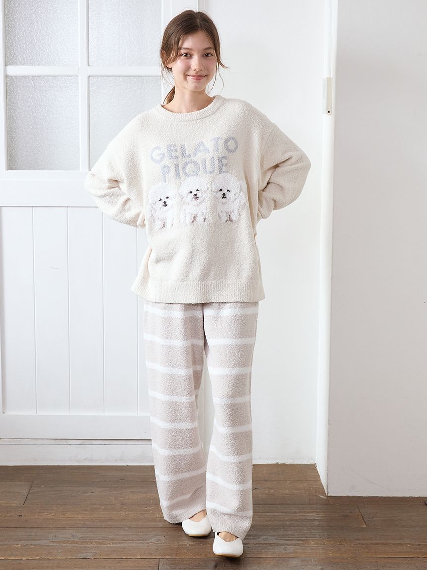 モチーフジャガードボーダーロングパンツ(ロングパンツ)｜ルームウェア