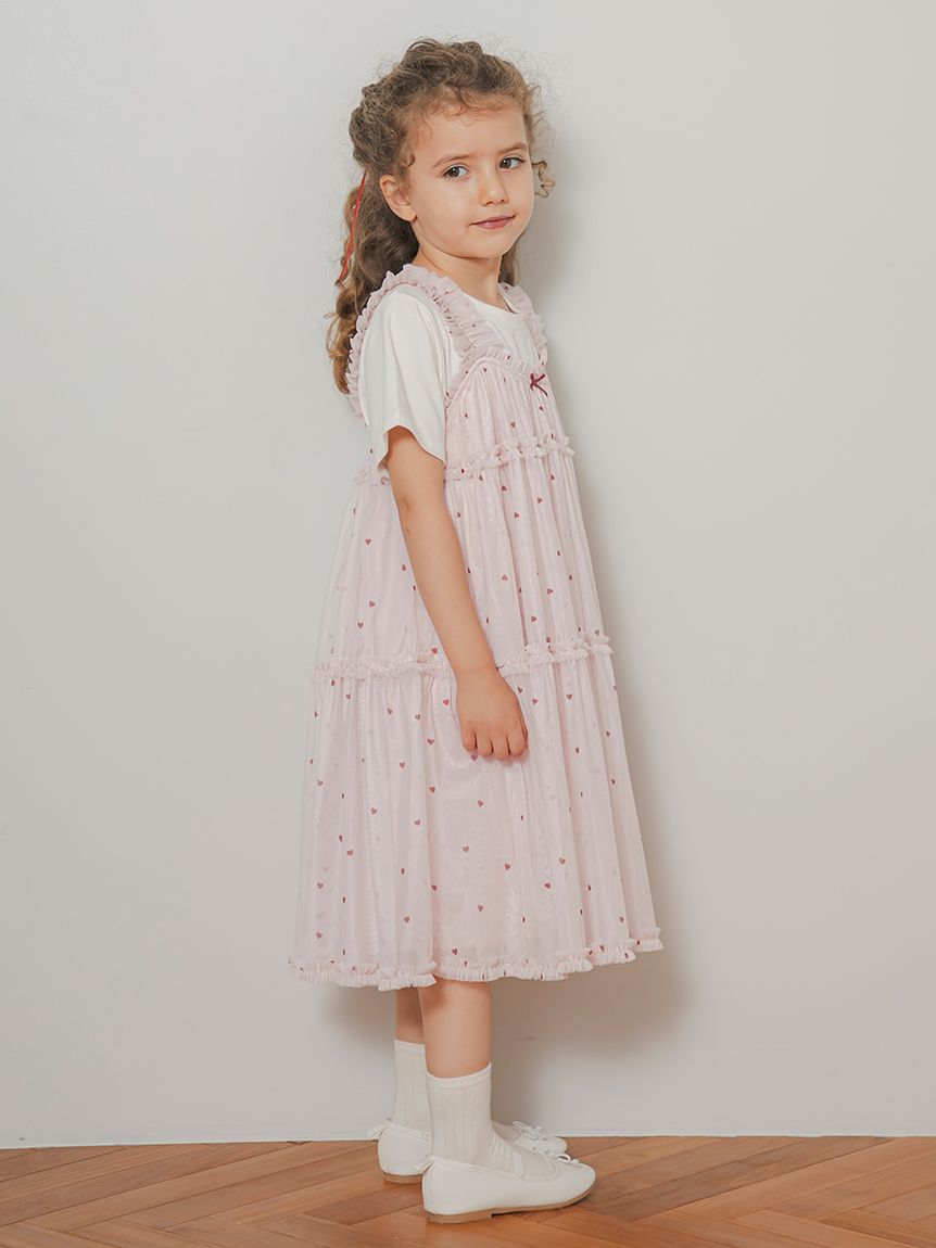 KIDS】ハート柄チュールワンピース(ワンピース)｜ルームウェア