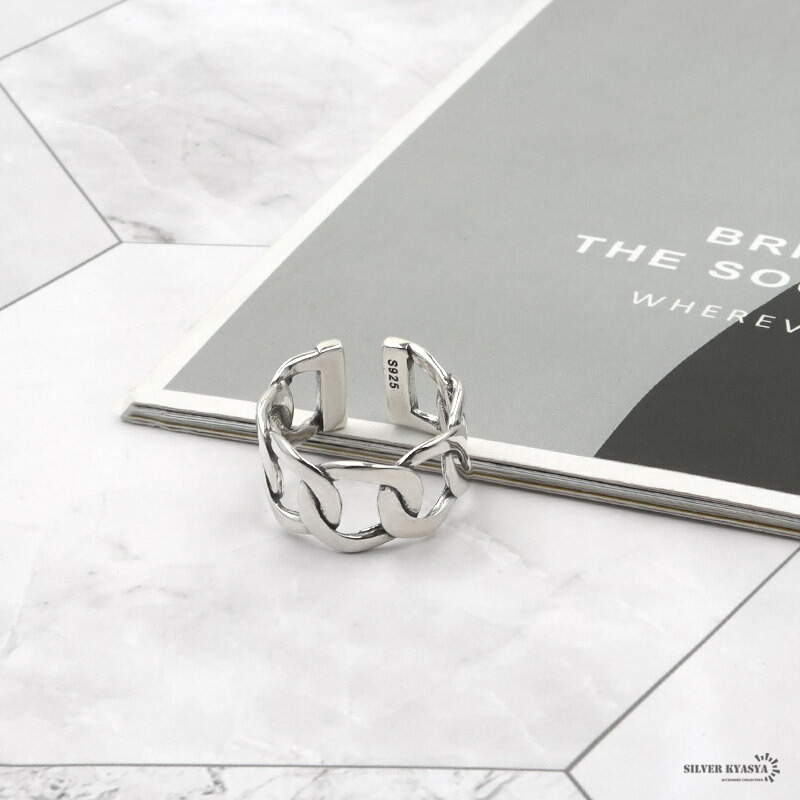 リング レディース シルバー925 S925 喜平チェーン 太め 太幅 シルバー