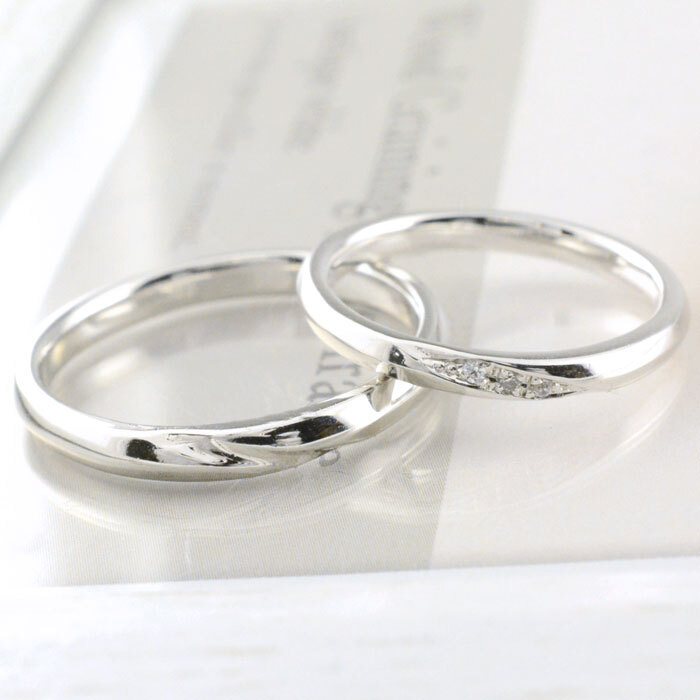 結婚指輪 プラチナ ペアリング シンプル ダイヤモンドリング 指輪
