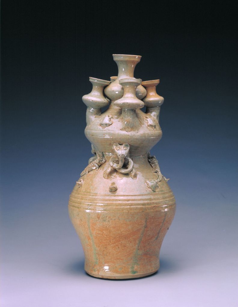 青釉堆塑五联瓷罐- 故宫博物院