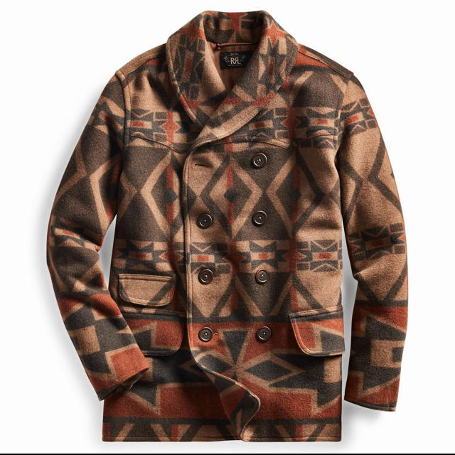 RRL - 新品*RRL*Ramsey*ウールブレンド ネイティブ柄 ピーコート*S の