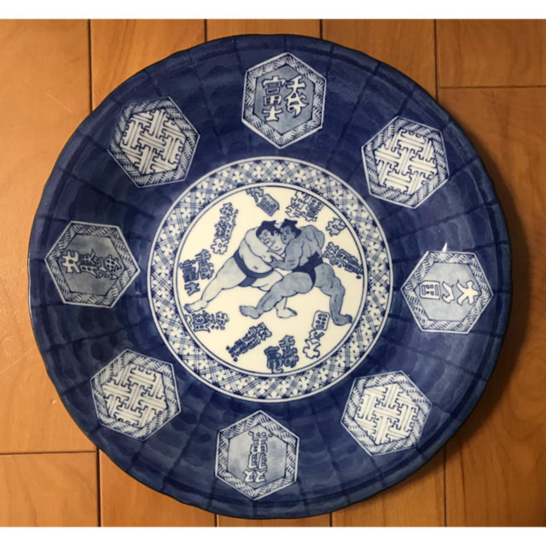 大相撲 「千代の富士 大乃国 双羽黒 北勝海」枡席土産皿 大判 大皿 和