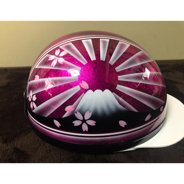 桜 ピンクラメ 富士日章 コルク半 ヘルメットの通販 by paint｜ラクマ