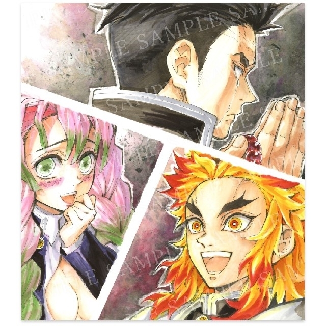 鬼滅の刃 柱合会議・蝶屋敷編 複製ミニ色紙 煉獄 義勇 しのぶ 不死川