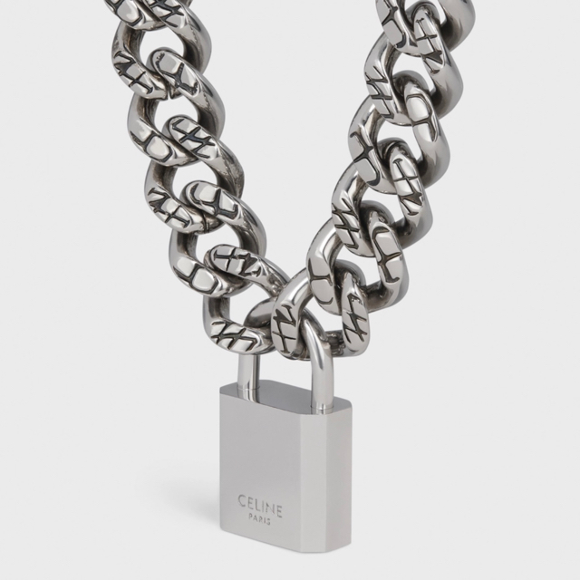 CELINE - CELINE 16 パドロック ネックレス シルバーブラス