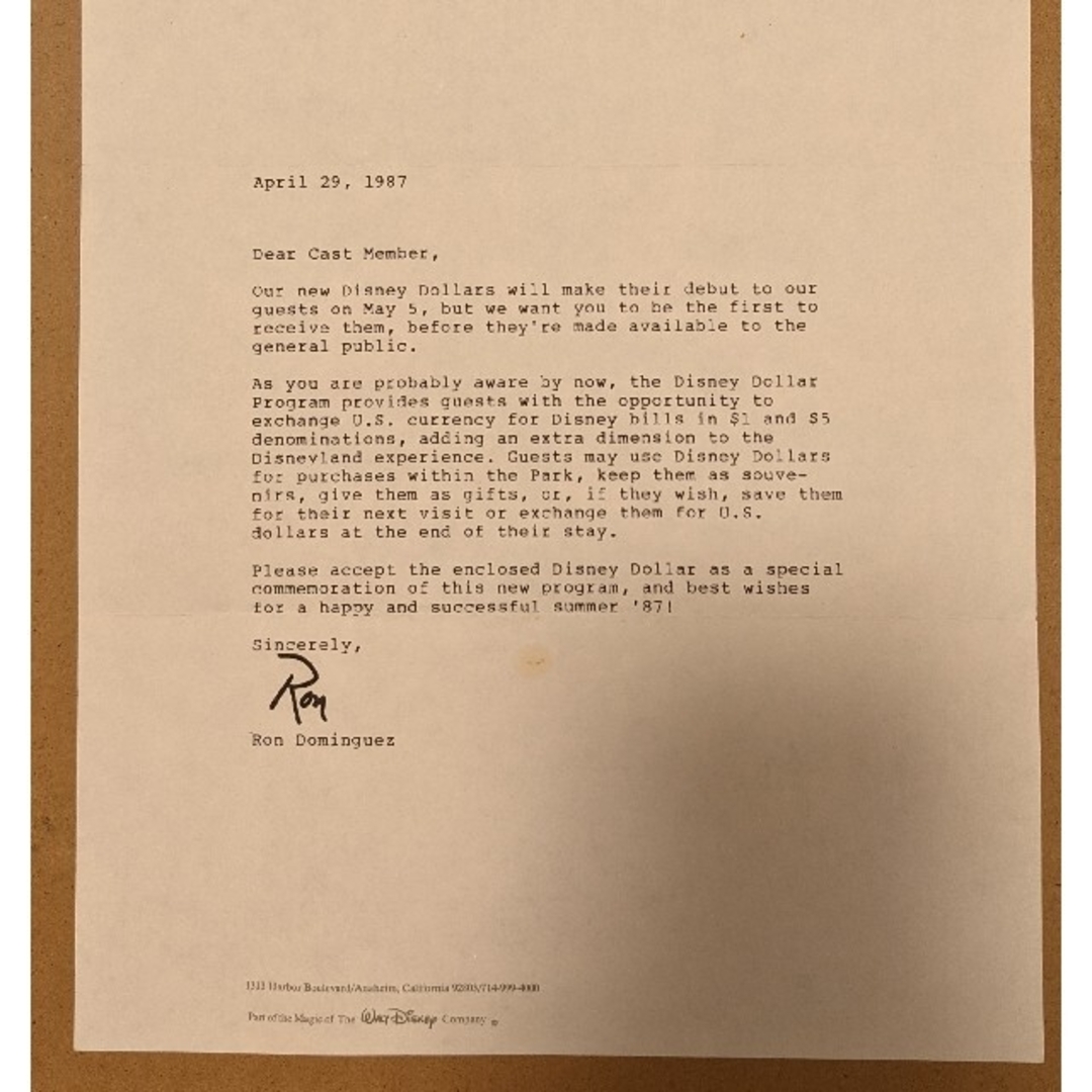 ☆コレクター向け☆発行前ディズニーダラープログラ厶レター サイン