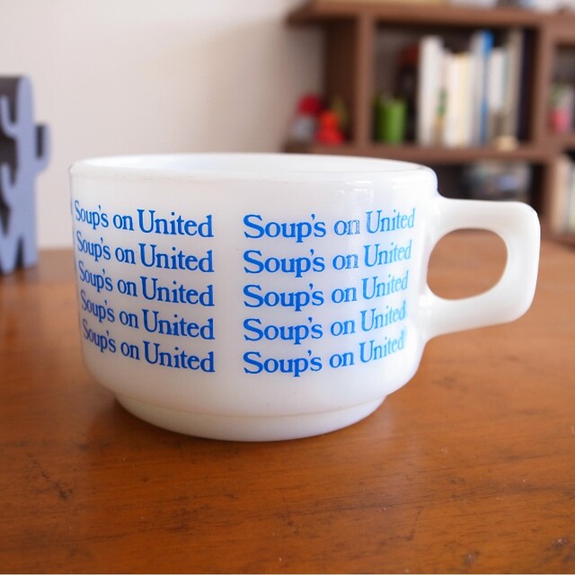 ユナイテッド航空 1970年代 耐熱ガラス製マグカップ／機内食 昭和レトロ