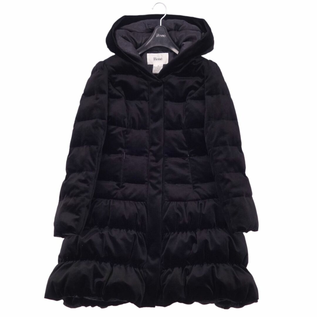 美品 ルネ Rene コート ダウンコート フード付き ベロア ジップアップ