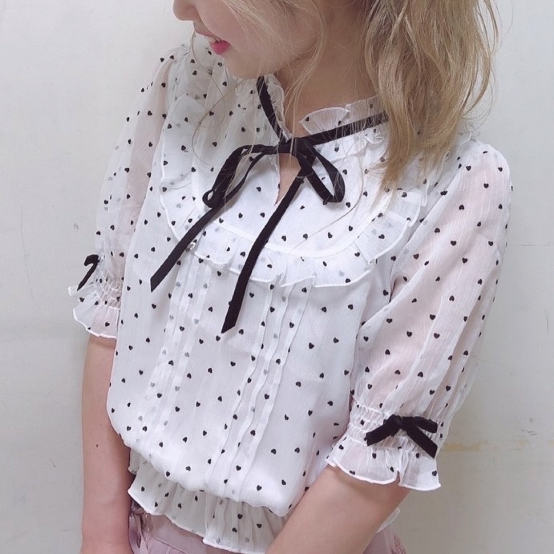 LIZ LISA - LIZLISA ハートフロッキーブラウス オフホワイトの通販 by