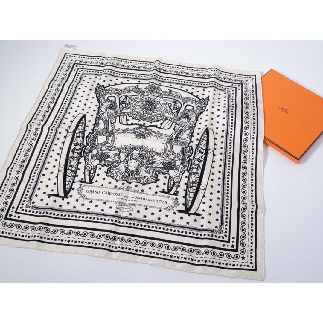 エルメスHERMES シルクスカーフ カレ55 Grand Carrosse povr vn