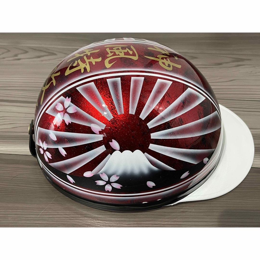 七色ラメ 桜 富士日章 コルク半 ヘルメット 旧車會 暴走族
