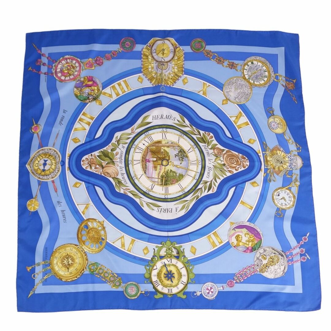 HERMES - エルメス HERMES スカーフ カレ90 Parmi les fleurs 時の輪舞