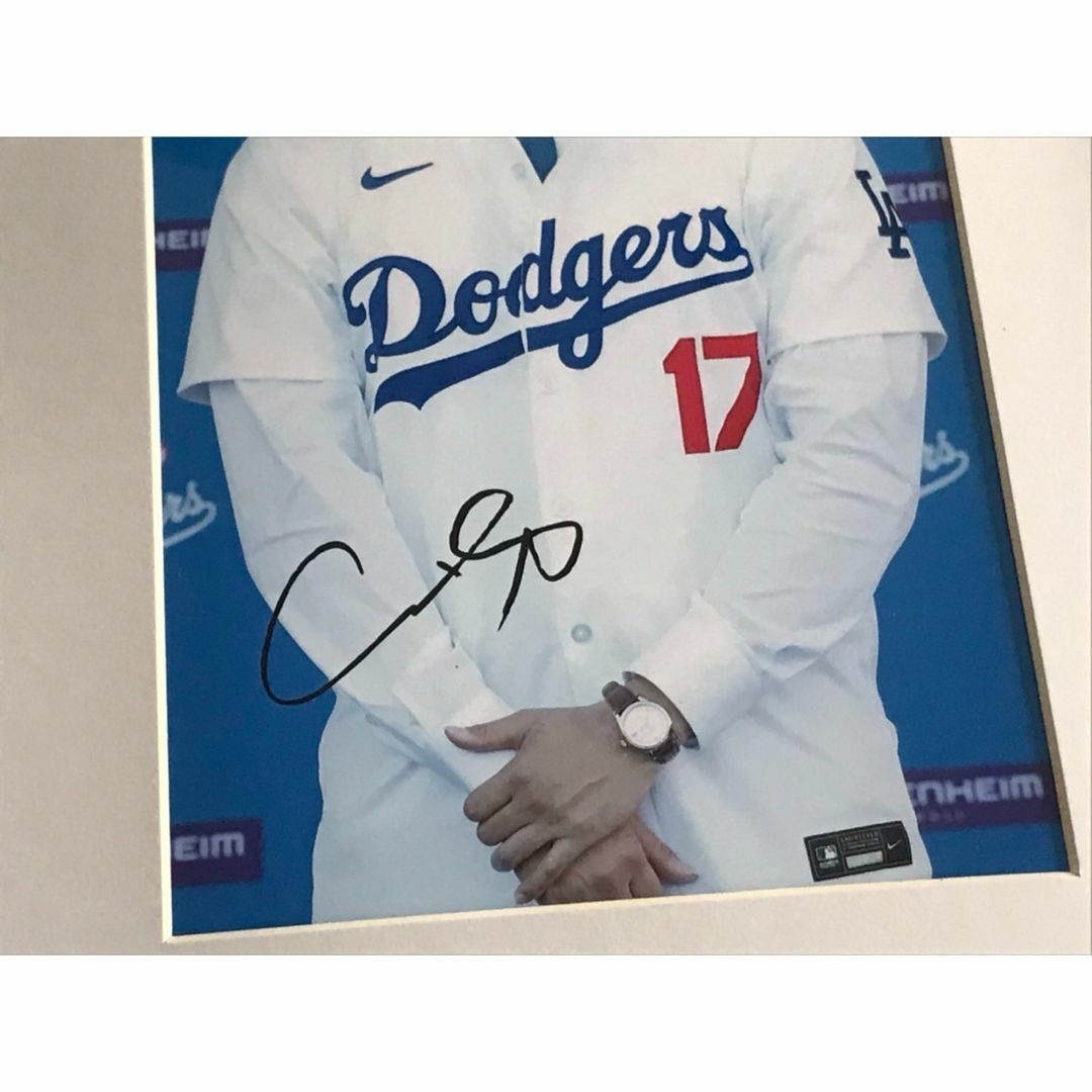 2枚セットMLB ドジャース 大谷翔平 写真 サイン プリント フレーム-1&2