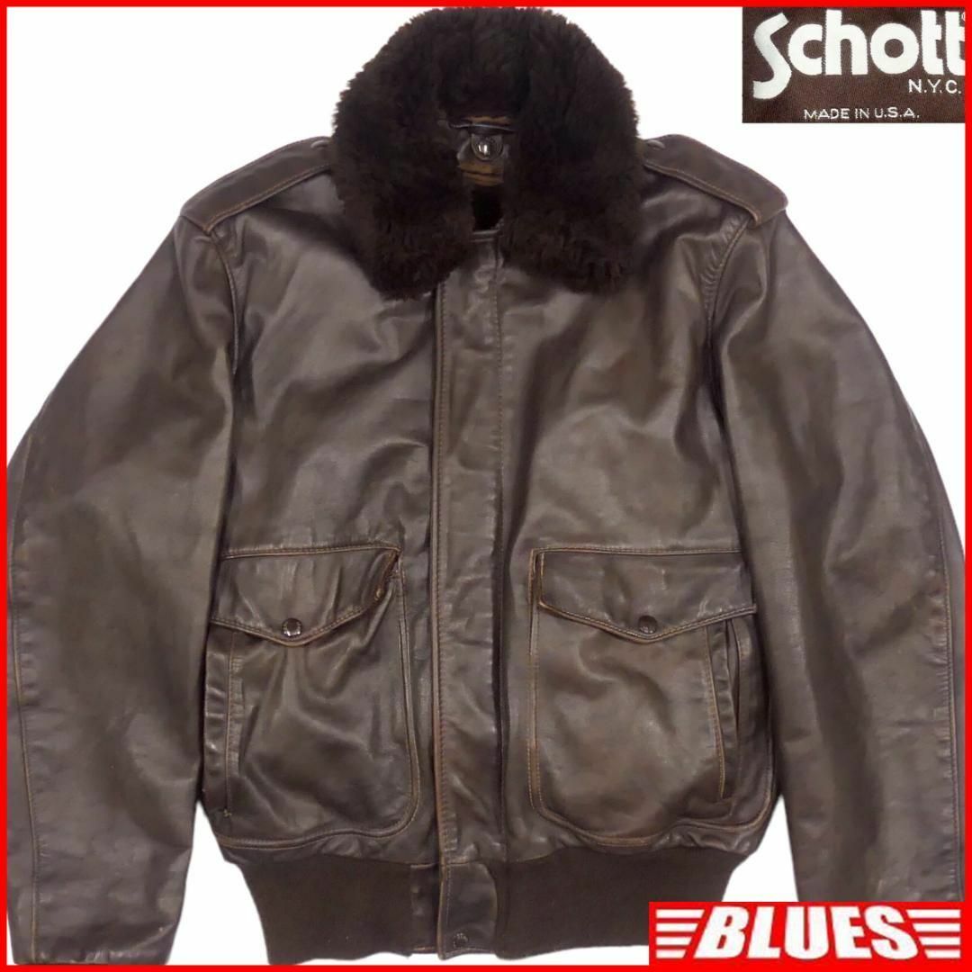 schott - Schott ショット G-1 レザーフライトジャケット 40 茶 JJ952