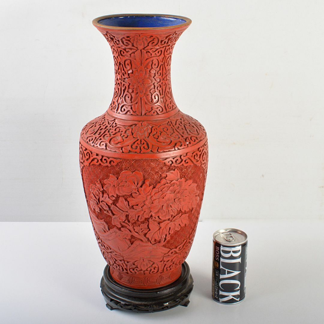 七宝焼 赤透釉 四君子文 花瓶 V 9699A 七宝焼 赤透釉 四君子文 花瓶 V