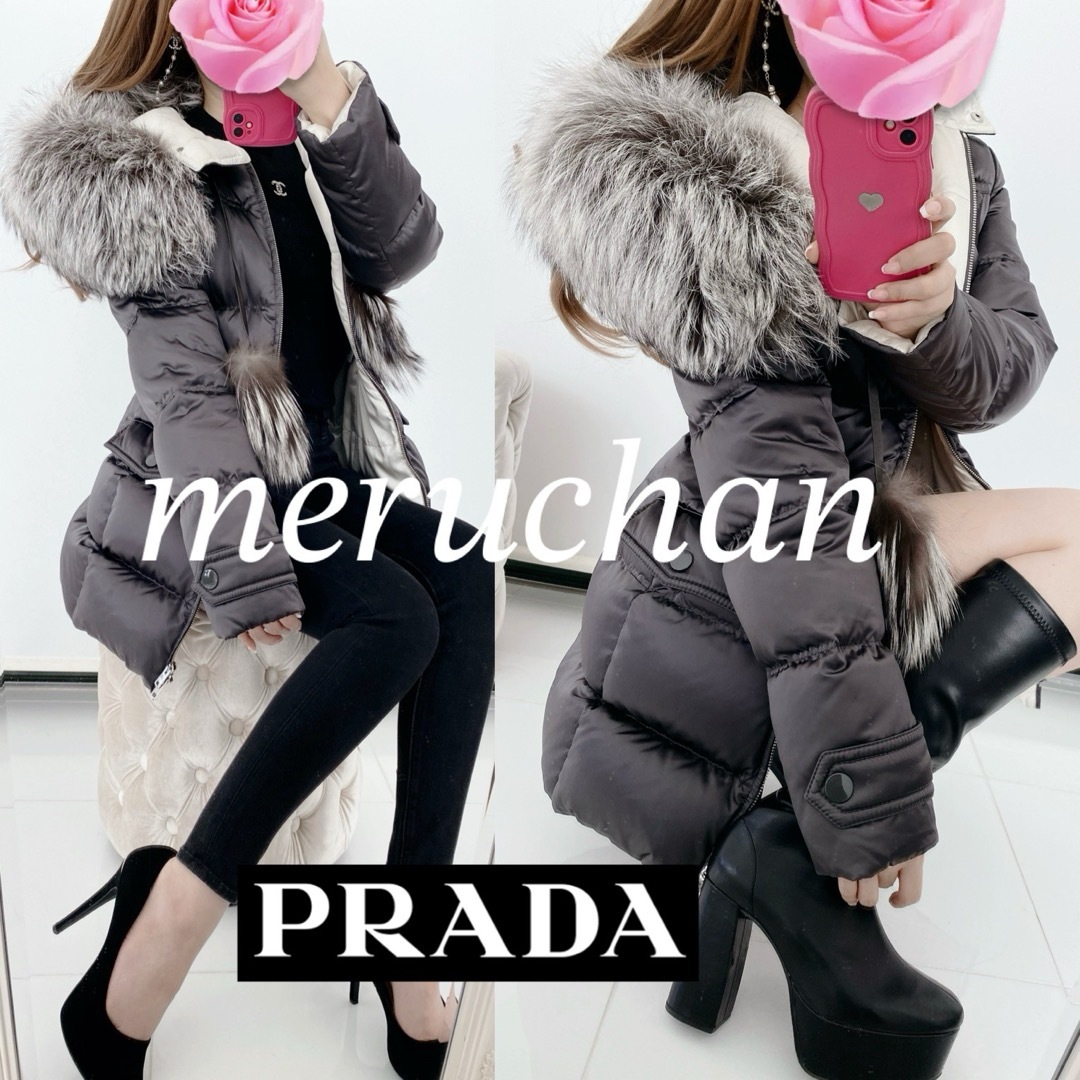 PRADA - 【美品】PRADA ブルーフォックスファー ダウンジャケット