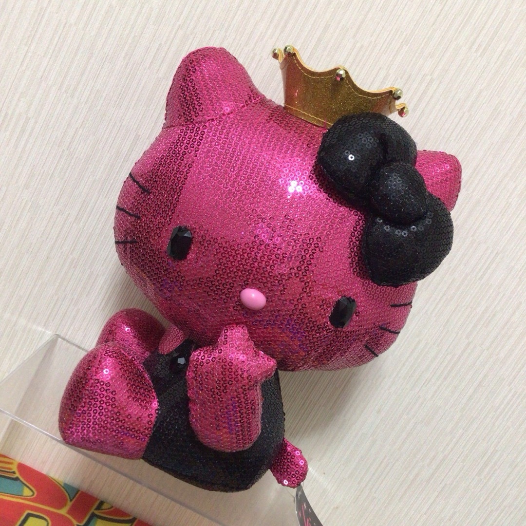 サンリオ - ハローキティ Vivitix ぬいぐるみ スパンコール ピンクの