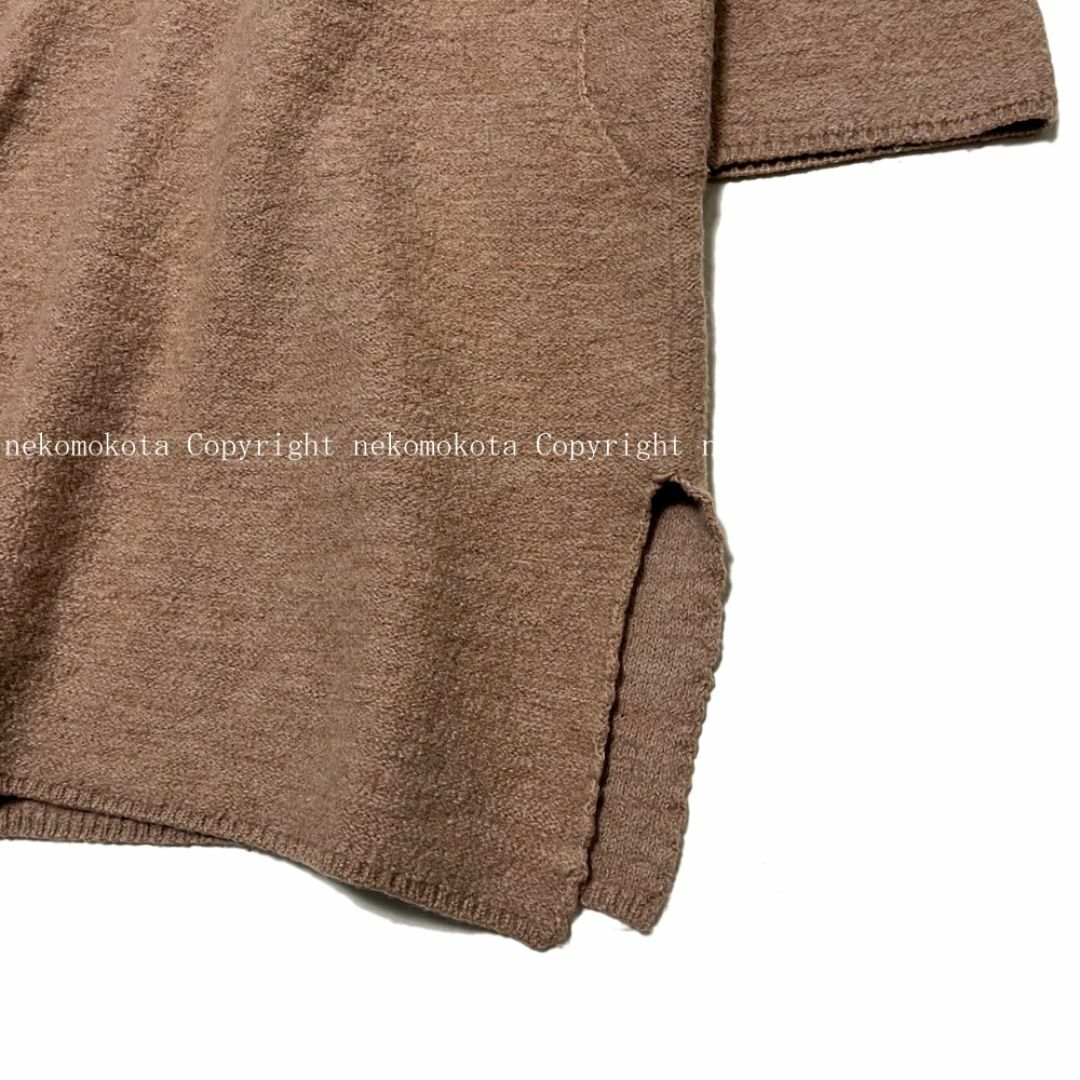 45R - 45R ウール アルパカ 縮絨 ノーカラー ニット コート ブラウン