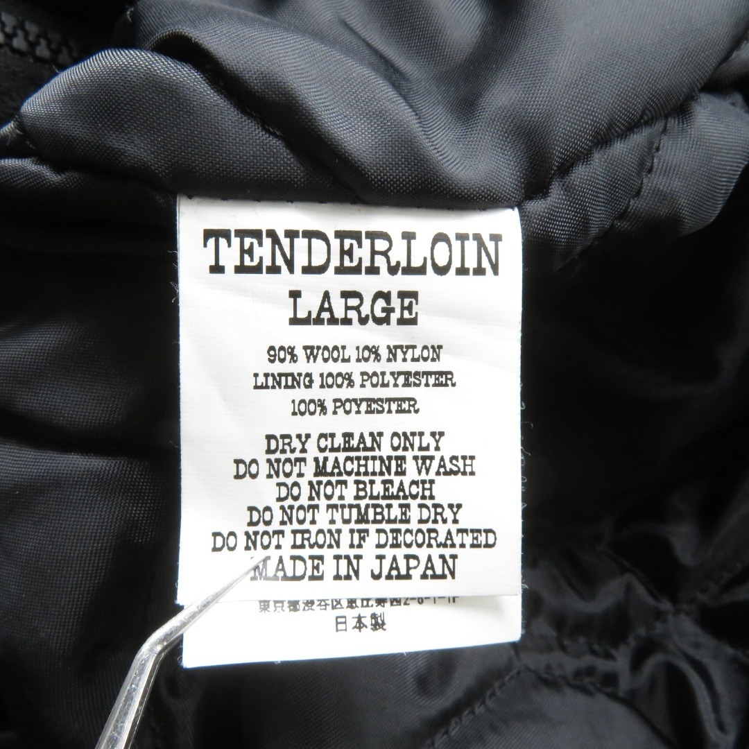 TENDERLOIN - TENDERLOIN 20ss MELTON VARSITY JACKET BLACK SIZE-Lの