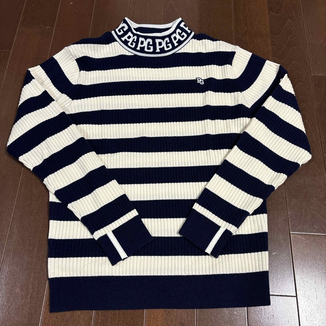 パーリーゲイツ ウールカシミヤ ボーダー柄ハイネックサイズ5