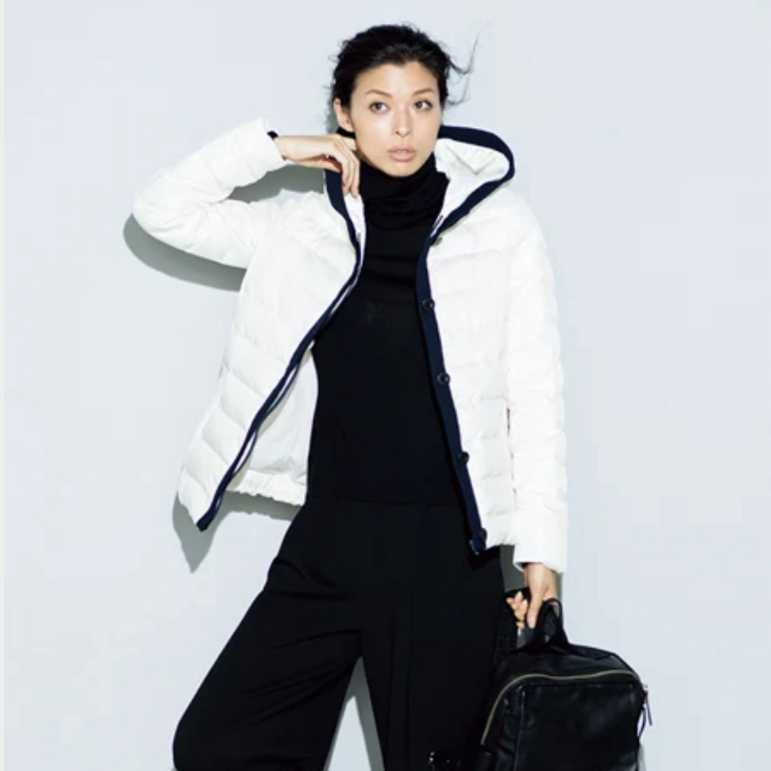 ダーマコレクション リブニット使い ダウンジャケット アウター Sサイズ 白