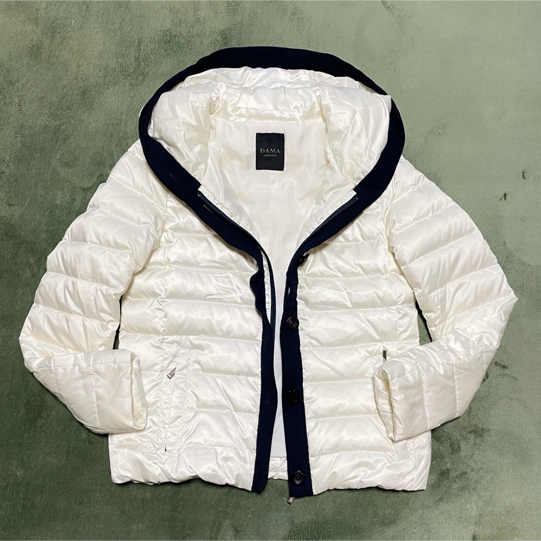 ダーマコレクション リブニット使い ダウンジャケット アウター Sサイズ 白