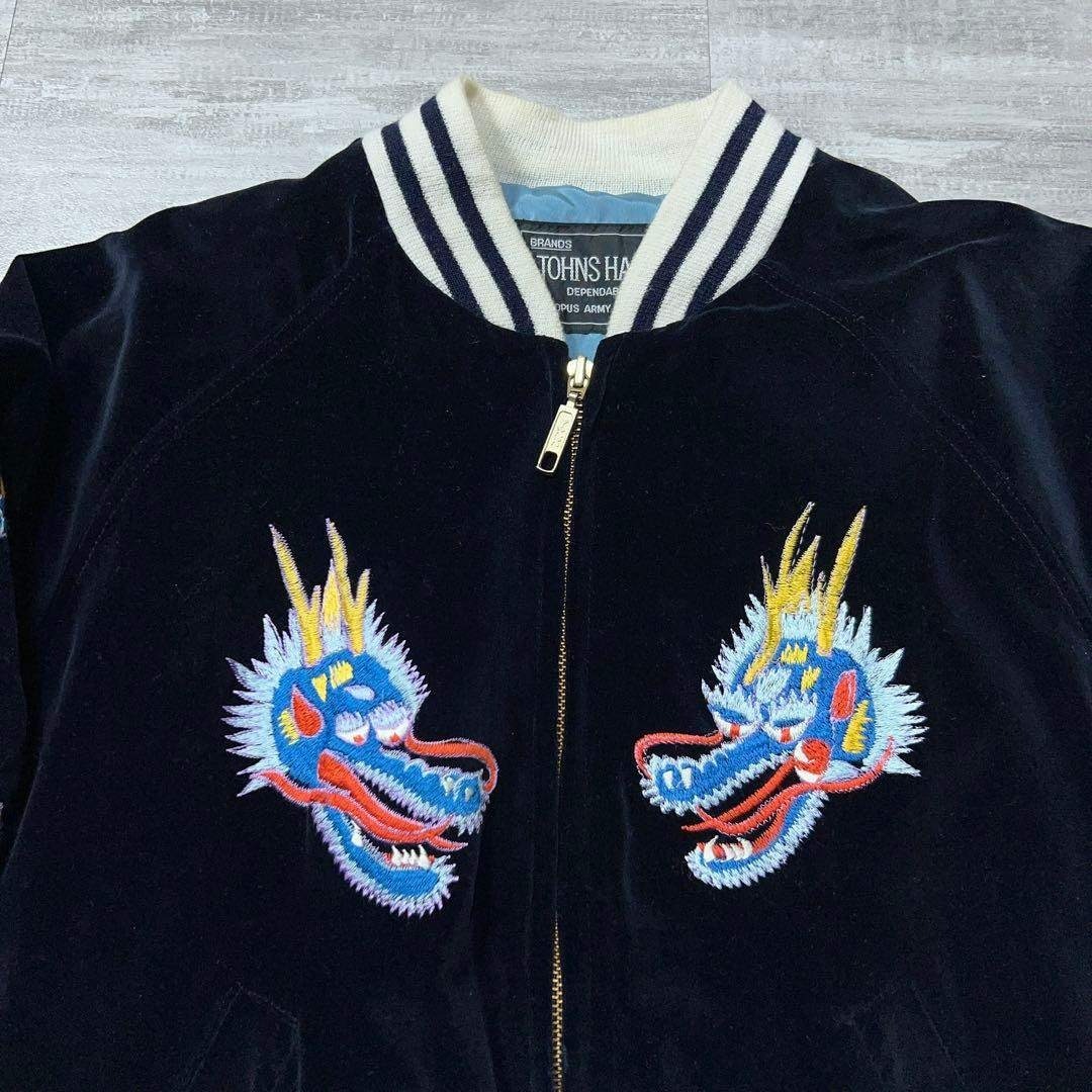 OCTPUS ARMY 別珍 スカジャン 黒 ベロア スカジャン 刺繡 ブルゾン