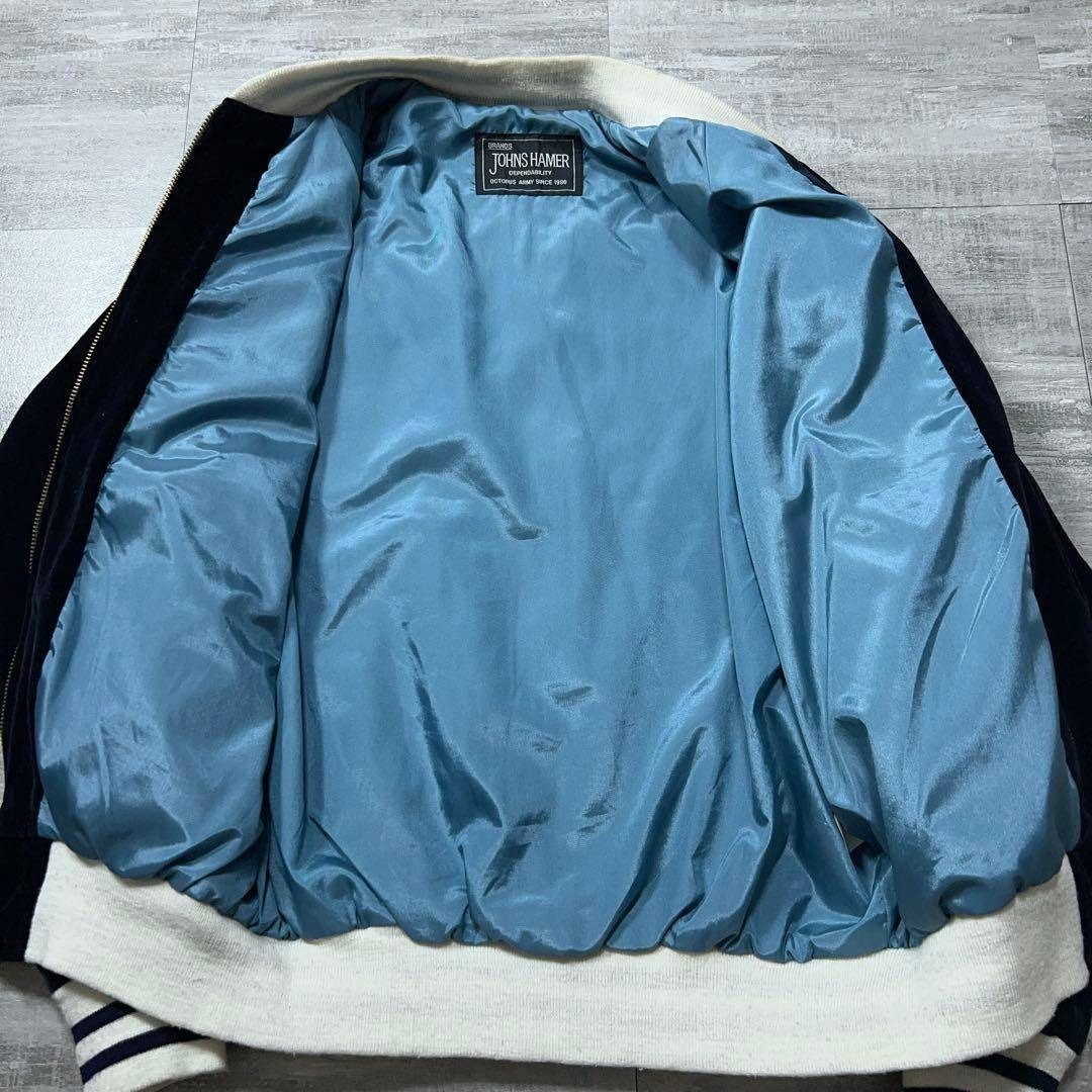 OCTPUS ARMY 別珍 スカジャン 黒 ベロア スカジャン 刺繡 ブルゾン