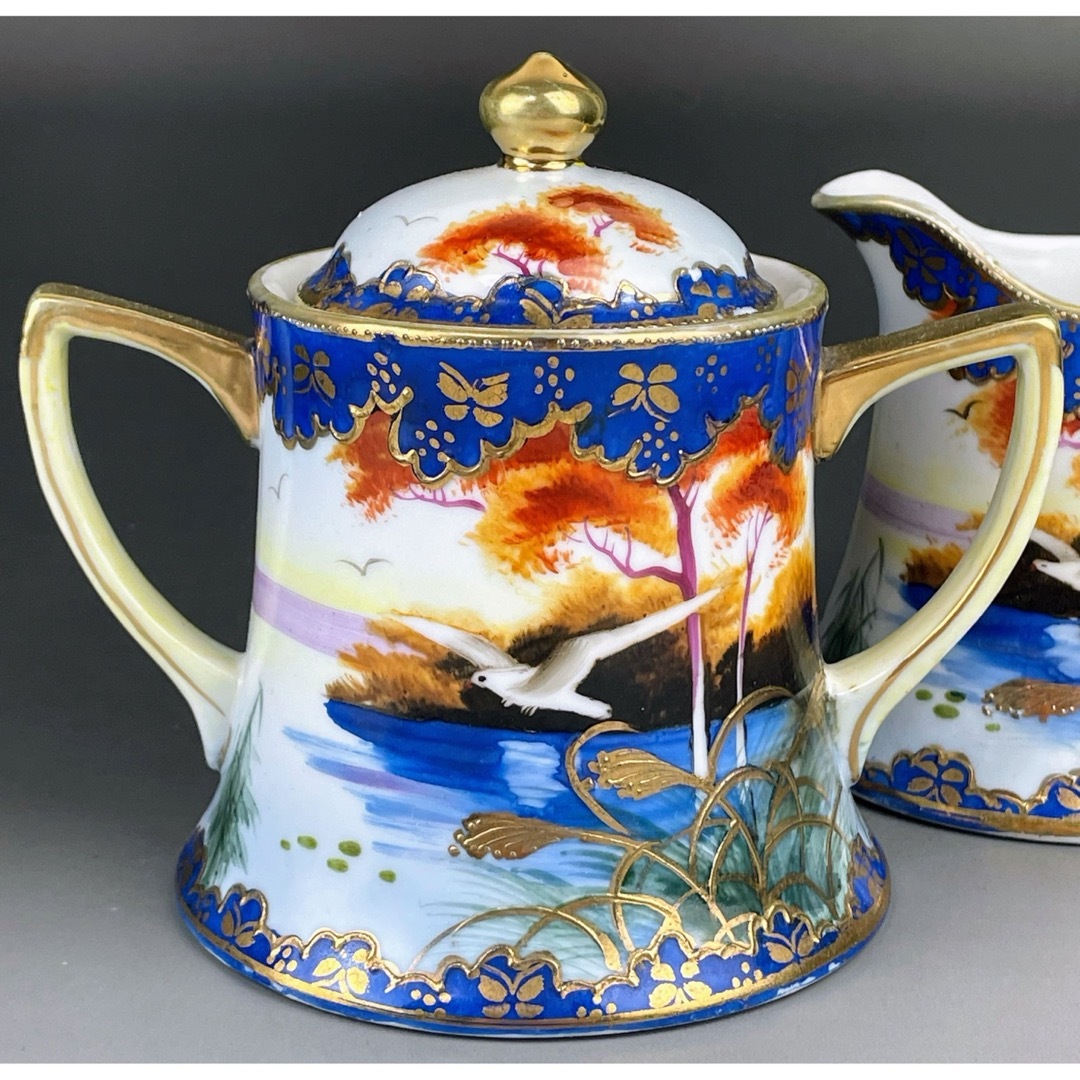 Noritake - オールドニッポン カモメ 風景図 シュガーボウル