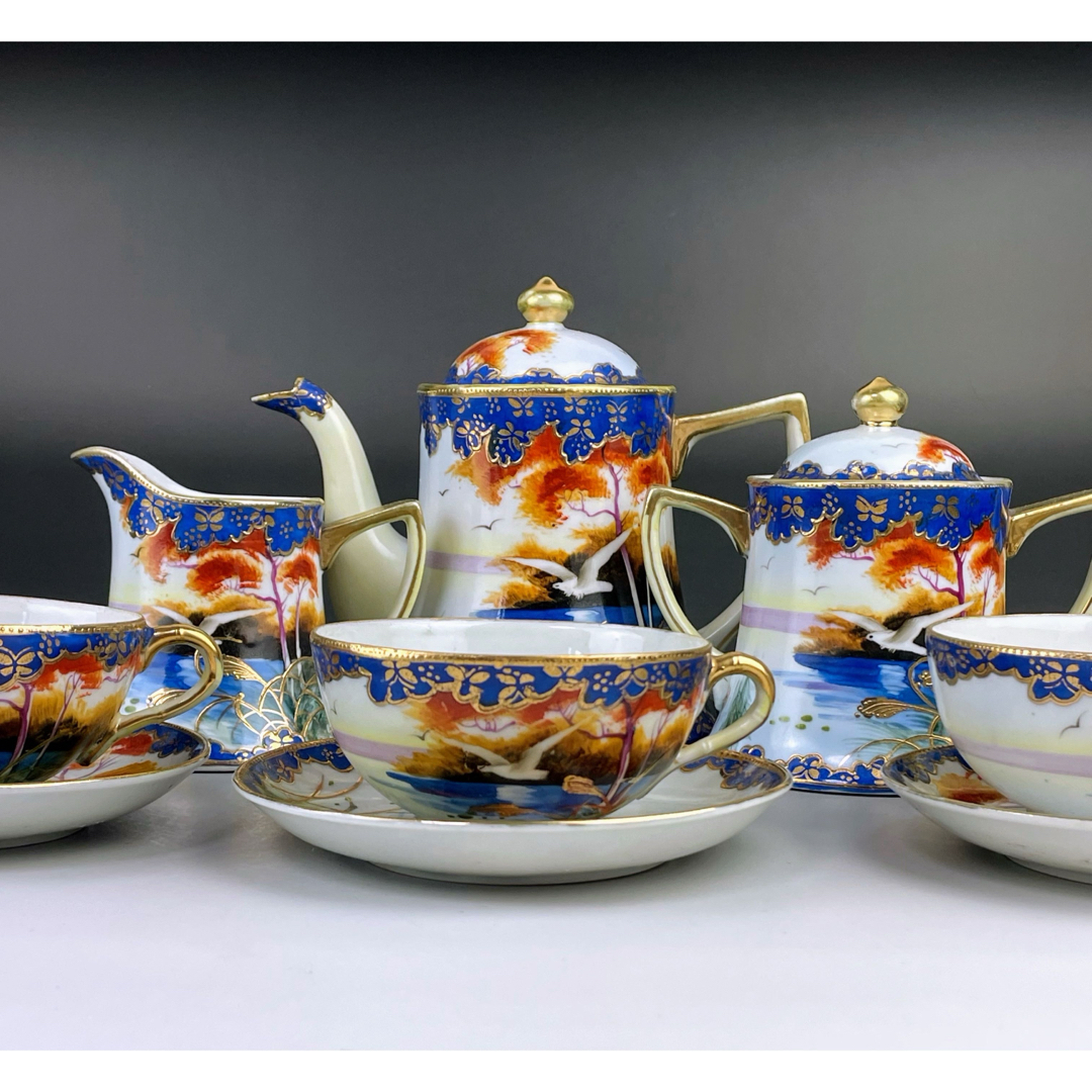 Noritake - オールドニッポン カモメ 風景図 シュガーボウル