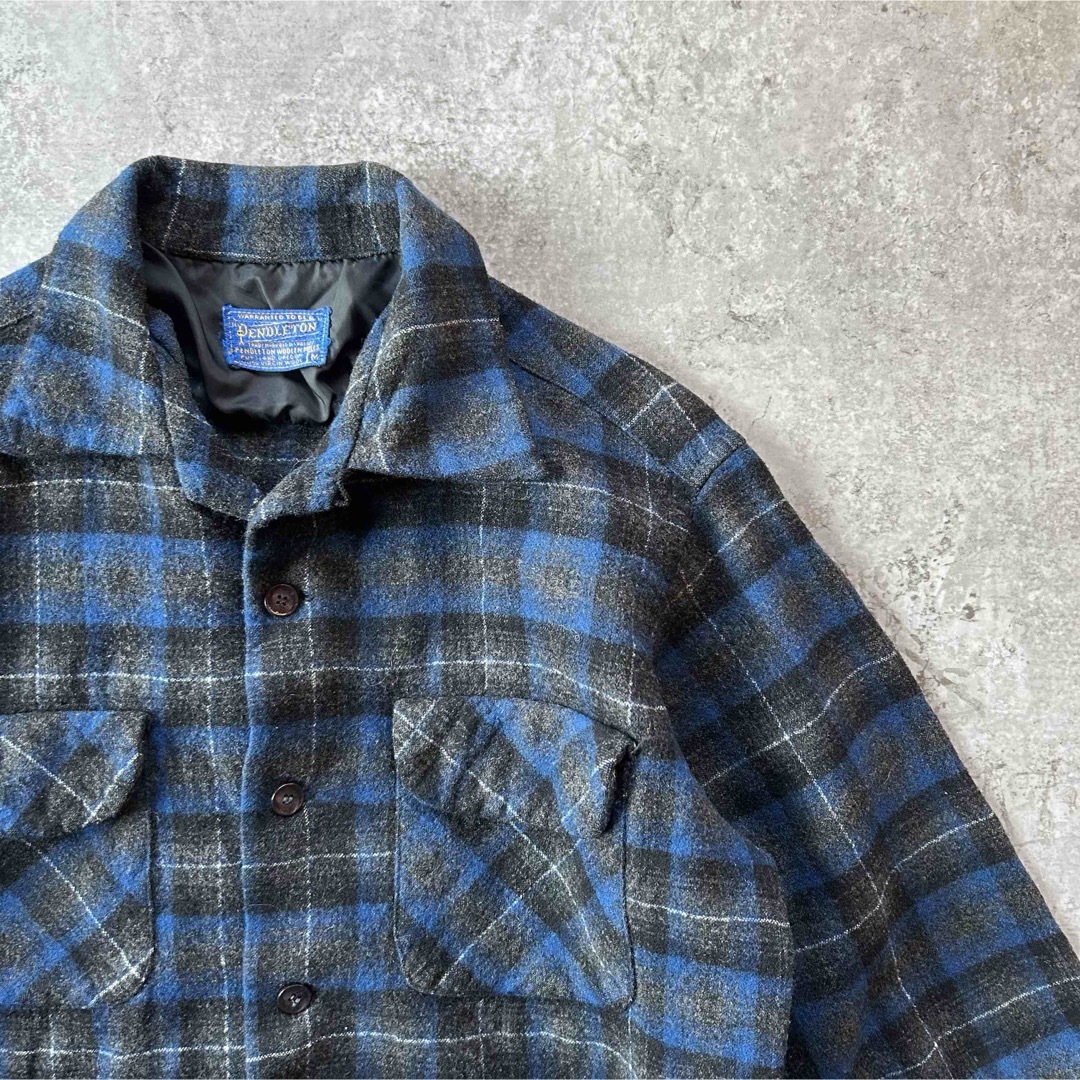 PENDLETON - 50s ペンドルトン ボードシャツ/ウールシャツ M ブルー
