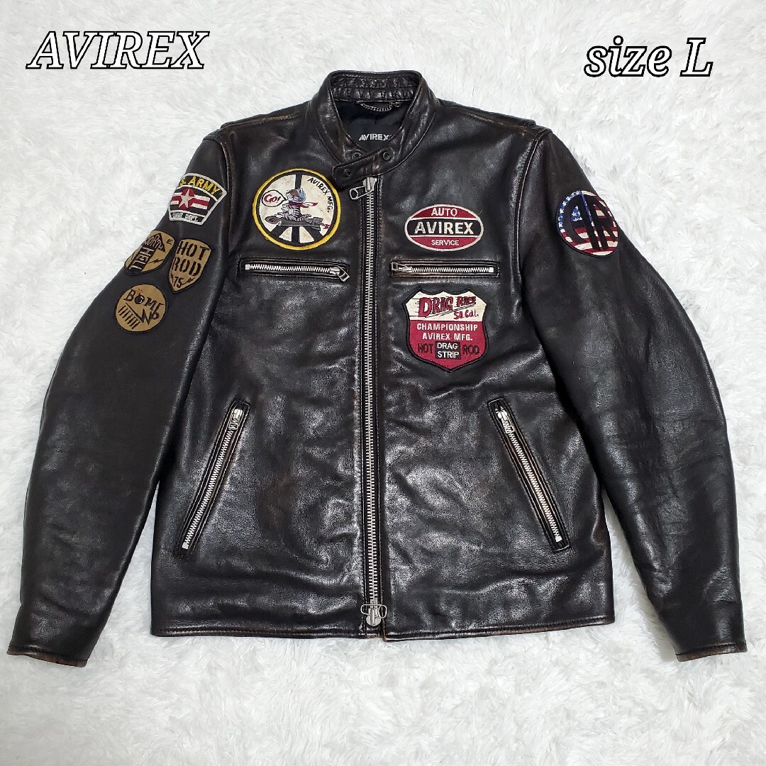 AVIREX - AVIREX エイジド スタンド シングルライダース カスタム 羊革