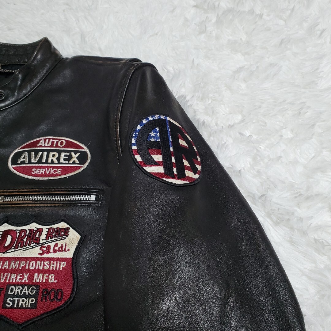 AVIREX - AVIREX エイジド スタンド シングルライダース カスタム 羊革