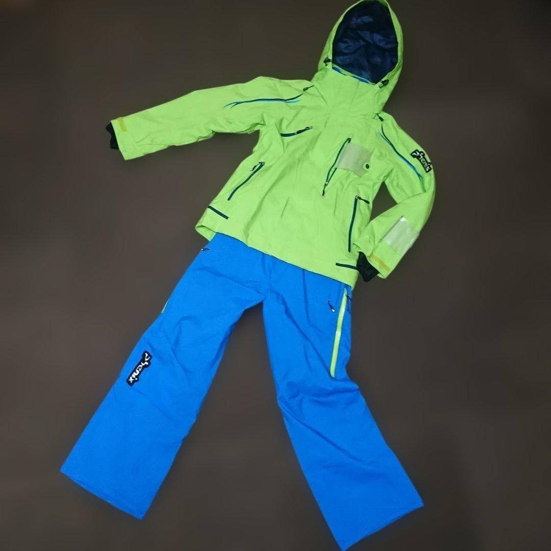 送料無料【PHENIX】小さいサイズ 黄緑×青 スキーウェア上下まとまSS/SS