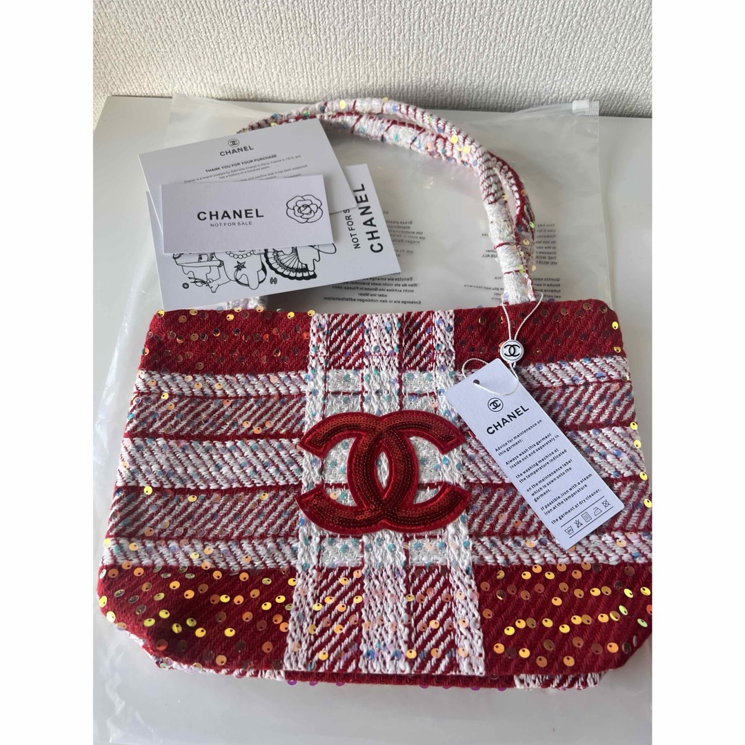 CHANEL - CHANELシャネル ココマークツイードスパンコール トート