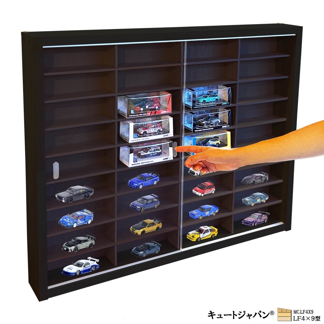 アクリル障子(扉)付 ブラック色全塗装 イノモデル ミニカーケース 36