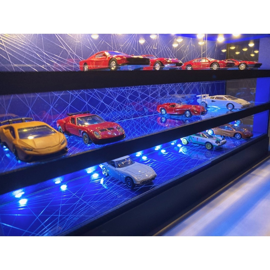 1/64展示30台可・コバルトブルー幾何学目地・ディスプレーBOX/ネオ