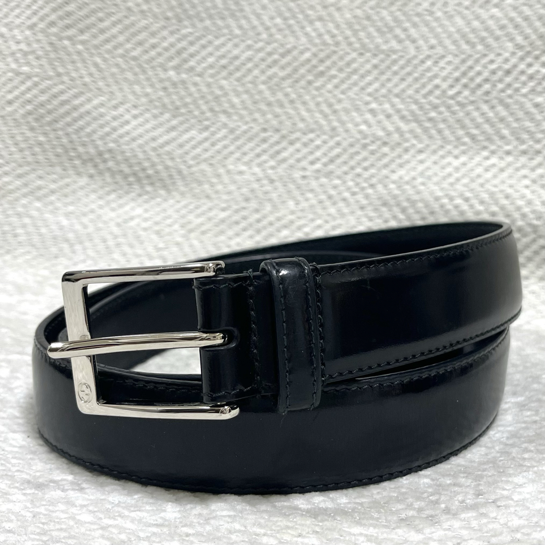 GUCCI - GUCCI グッチ レザーベルト インターロッキング ブラックの