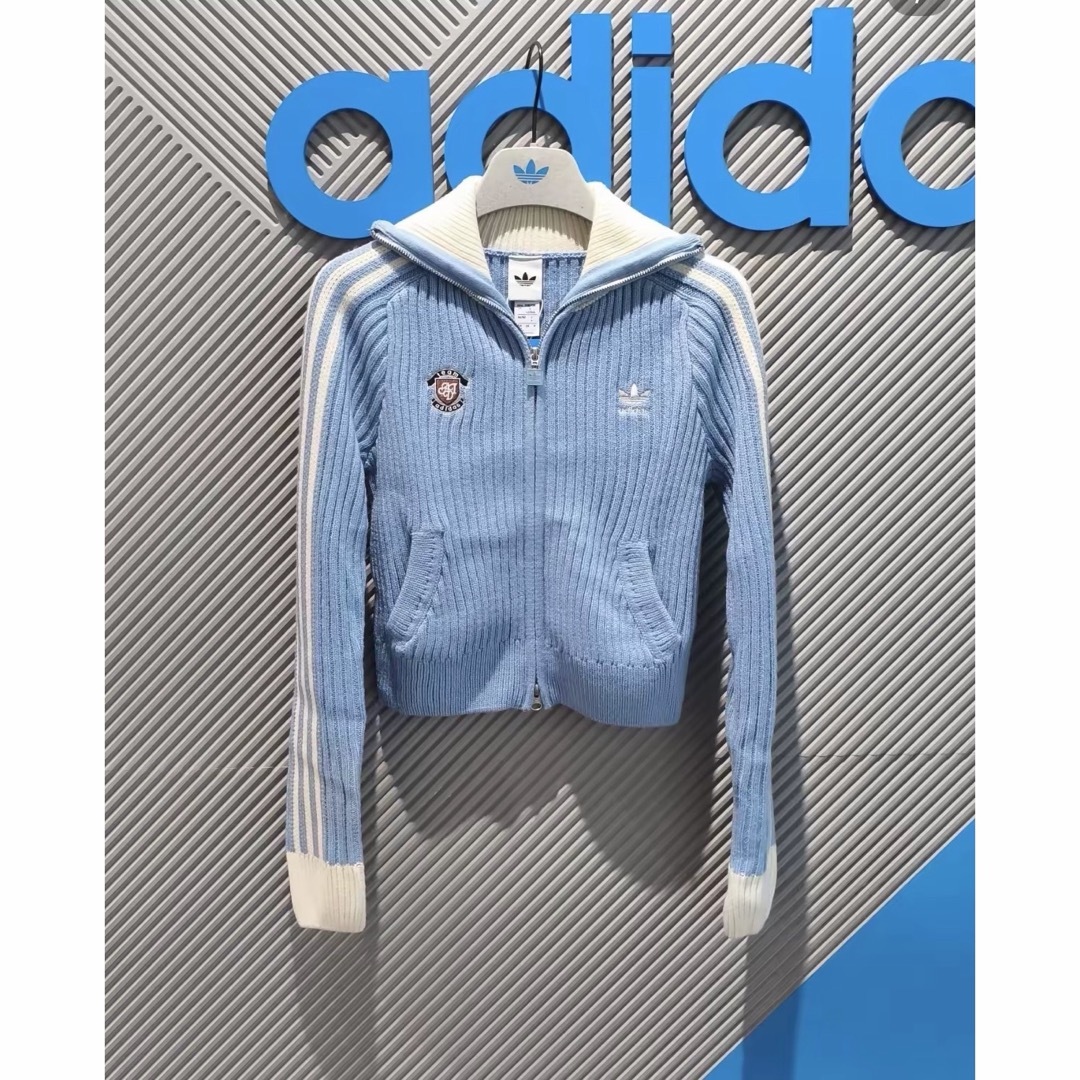 adidas - 海外限定M Adidasジップアップ ニットジャケット KF0719の