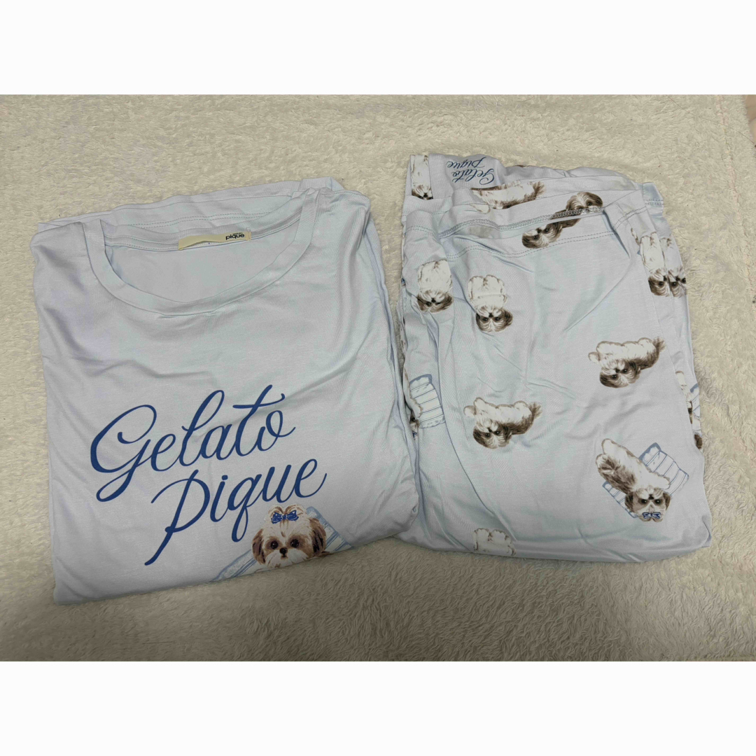 gelato pique - ジェラートピケ ジェラピケ シーズー ブルー 上下